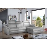 Canap� dangle convertible en tissu velours prestige gris 5 places angle droit (vu de face) tresor