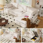 Canap� dangle convertible avec usb - nhhf - canap� lit en l avec table cach�e - chaise longue avec coffre ...