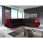 Canap dangle - muza - 5 places - simili cuir noir et rouge - design intemporel