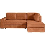 Canap dangle droit 3 places convertible aden avec coffre en velours ctel - terracotta - l246 x p174 ...