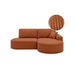 Canap� dangle droit convertible 4 places marlo en velours cotel� - terracotta