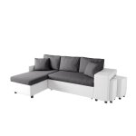 Canapé dangle droit convertible gris / blanc avec coffre et poufs oslo Canapé dangle droit convertible gris / blanc avec coffre et poufs oslo