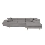Canap� dangle droit convertible rio scandinave avec coffre en tissu - gris clair pieds bois - l271 x ...