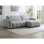 Canap� dangle droit relax avec assise coulissante �lectrique en tissu gris cariala