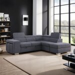 Canap dangle  droite convertible 7 places en velours anthracite - sven
