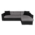 Canapé dangle elona convertible bi - matière gris et noir avec poufs de rangement à gauche Canapé dangle elona convertible bi - matière gris et noir avec poufs de rangement à gauche