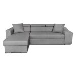 Canapé dangle elona convertible en tissu gris clair avec poufs de rangement à droite Canapé dangle elona convertible en tissu gris clair avec poufs de rangement à droite