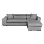 Canapé dangle elona convertible en tissu gris clair avec poufs de rangement à gauche Canapé dangle elona convertible en tissu gris clair avec poufs de rangement à gauche