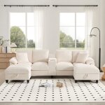 Canap� dangle en forme de u 4 placesvelours c�tel�avec 2 ports usb et porte - gobelets293 � 142 � 93 ...