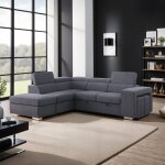 Canap� dangle � gauche 268x163x82 cm en velours anthracite - sven