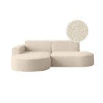 Canap� dangle gauche 4 places marla en tissu bouclette - blanc