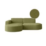 Canap� dangle gauche 4 places marla en tissu bouclette - vert kaki