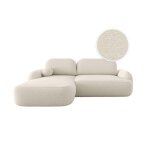 Canap� dangle gauche convertible 4 places milly avec coffre en tissu bouclette - beige