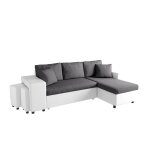 Canapé dangle gauche convertible gris / blanc avec coffre et poufs oslo Canapé dangle gauche convertible gris / blanc avec coffre et poufs oslo