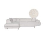 Canap� dangle gauche convertible rio scandinave avec coffre en tissu bouclette - blanc pied bois - l271 ...