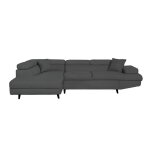 Canap� dangle gauche convertible rio scandinave avec coffre en tissu - gris fonc� pieds noir - l271 x ...