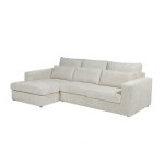 Canap� dangle gauche en velours c�tel� beige mondovi