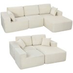 Canap� dangle - homcom - modulable - 2 en 1 - 3 places - larges assise et accoudoirs 2 coussins - velours ...