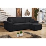 Canap� dangle hugo l avec fonction couchage et coffre de rangement couleur : noir tissu cord� pouf universel ...