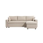 Canapé dangle maria réversible et convertible avec coffre en tissu beige Canapé dangle maria réversible et convertible avec coffre en tissu beige