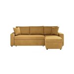 Canap� dangle 3 places maria r�versible et convertible avec coffre en velours - jaune ocre - l227 x p146 ...