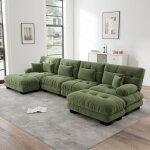 Canap� dangle modulable en chenille 406 x 145 x 81 cm canap� rembourr� en u 4 places avec pouf amovible ...