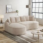 Canap� dangle modulaire - marron clair - tissu chenille - 252x164x67 cm - m�ridienne extra profonde - ...