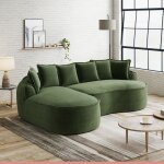 Canap� dangle modulaire - tissu chenille - vert - 252x164x67 cm - m�ridienne extra profonde - accoudoirs ...