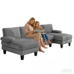 Canap� dangle panoramique - bealife - 4 places - forme u - velours c�tel� - 2 m�ridiennes - scandinave ...