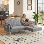 Canap� dangle - canap� pliant moderne - convertible 2 - 3 places - angle r�versible - velours gris structure ...