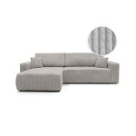 Canap� dangle r�versible conv 5p alya en velours cotel� �pais gris clair