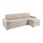 Canap� dangle r�versible convertible express en velours c�tel� beige - couchage 160 cm - matelas 18 cm ...