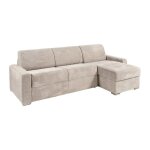Canap� dangle r�versible convertible express en velours c�tel� beige - couchage lattes larges 160 cm ...