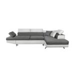 Canap dangle rio convertible avec coffre en tissu et simili - angle droit blanc et gris