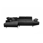 Canap dangle rio convertible avec coffre en tissu et simili - angle gauche gris et noir