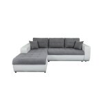 Canap� dangle gauche 4 places suzie convertible en simili et microfibre - blanc et gris - l246 x 188 ...