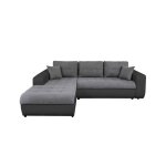 Canap� dangle gauche 4 places suzie convertible en simili et microfibre - gris et noir - l246 x 188 x ...