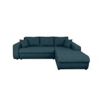 Canap� dangle droit 4 places suzie convertible en tissu - bleu p�trole - l246 x 188 x 80cm - loungitude ...