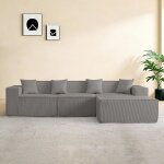 Canap� dangle en l velours c�tel� compress� ensemble 2 personnes + coin chaise longue rembourrage mousse ...