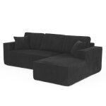 Canap� dangle l velours c�tel� compressible 2 places m�ridienne mousse moelleuse salon studio appartement ...