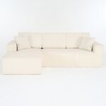 Canap� dangle l velours c�tel� compressible compos� de 2 places et dune m�ridienne mousse salon beige ...