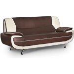 Muza - canap design 3 places en simili cuir marron et blanc