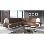 Canap dangle - muza - simili cuir - marron et blanc - design contemporain