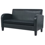 Canap droit 2 places en cuir synthtique noir - ywt - 139 x 70 x 76 cm - avec accoudoirs - style contemporain ...