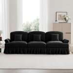 Canap� droit 3 placescanap� de style m�di�val avec 3 coussins une jupe amovible et des pieds en bois ...