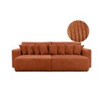 Canap� droit 4 places jade double m�ridienne et assise profonde en velours c�tel� - terracotta