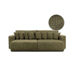 Canap� droit 4 places jade double m�ridienne et assise profonde en velours c�tel� - vert