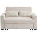 Canapé droit eva convertible velours côtelé beige 2 places Canapé droit eva convertible velours côtelé beige 2 places