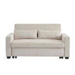 Canapé droit eva convertible velours côtelé beige 3 places Canapé droit eva convertible velours côtelé beige 3 places