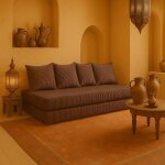 Canap� droit convertible innovation layali + chocolat 4 pl d�houssable